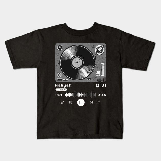 Aaliyah ~ Vintage Turntable Music Kids T-Shirt by SecondLife.Art